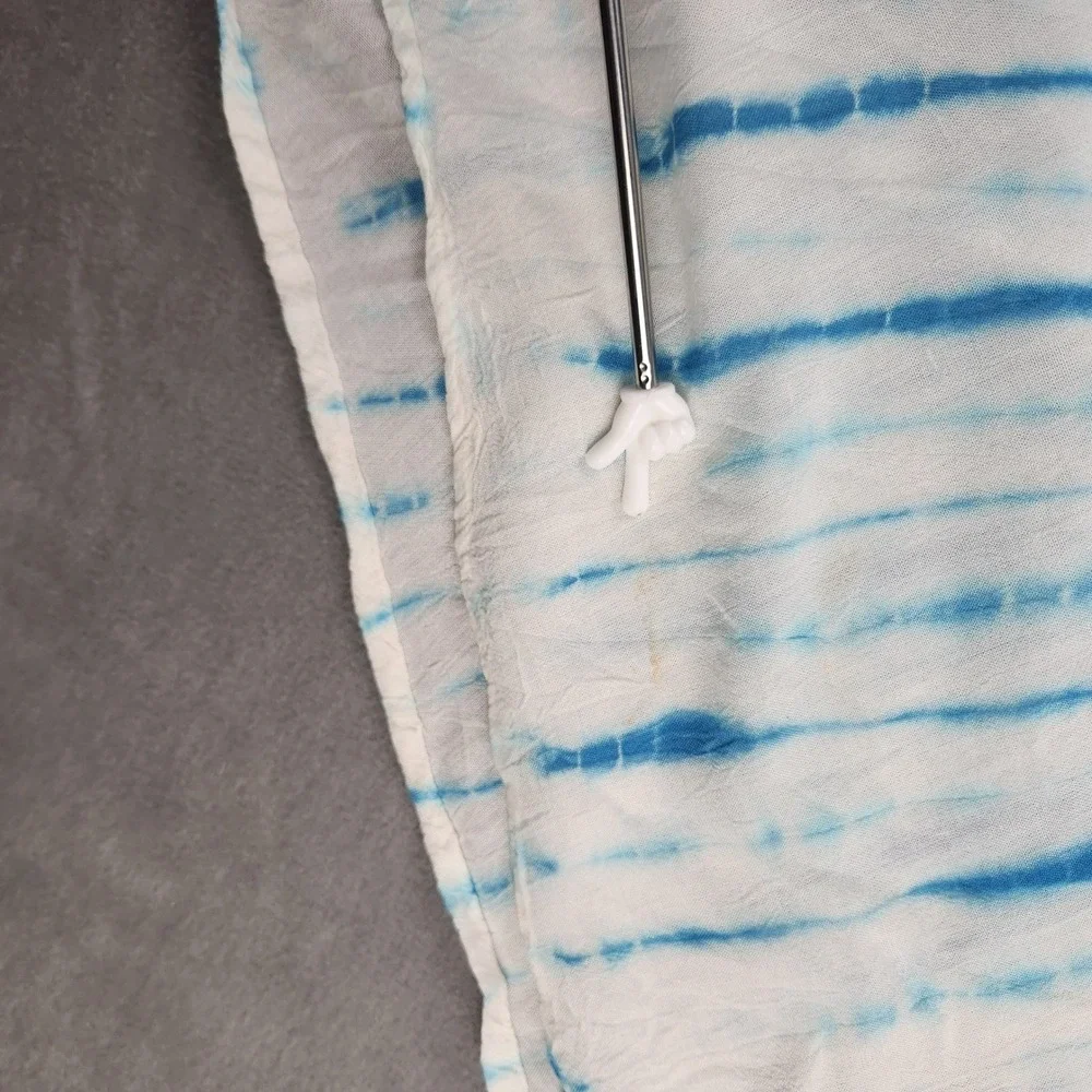 Rima‎ Beachworld Blue Tie Dye Embroidered Sequin Handkerchief Hem Dress OSFM